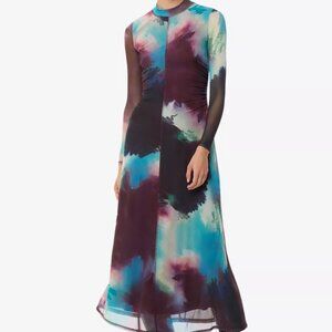 Whistles Multicolour Oil Paint Print Mesh Dress US 8